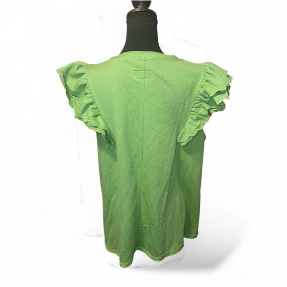 Umgee Apple Green Double Layered Ruffle Sleeve Top - Picture 5 of 5